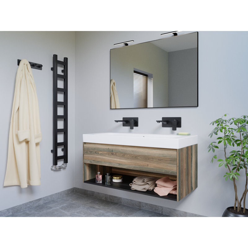 Easy Heated Towel Rail, 128 cm H  x 20 cm W x 7.2 cm D, Black