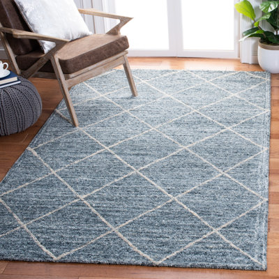Tapis gris / olive en laine touffeté à la main Moniz