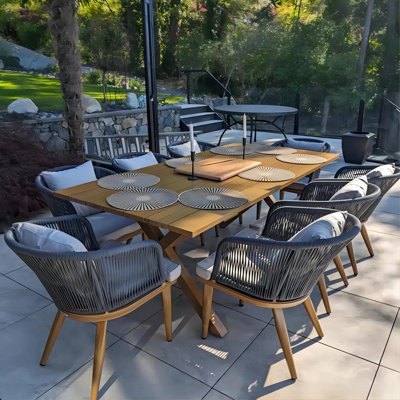 Oehsen 8 - Person Patio Dining Set with Rectangular Table , Cushions Included