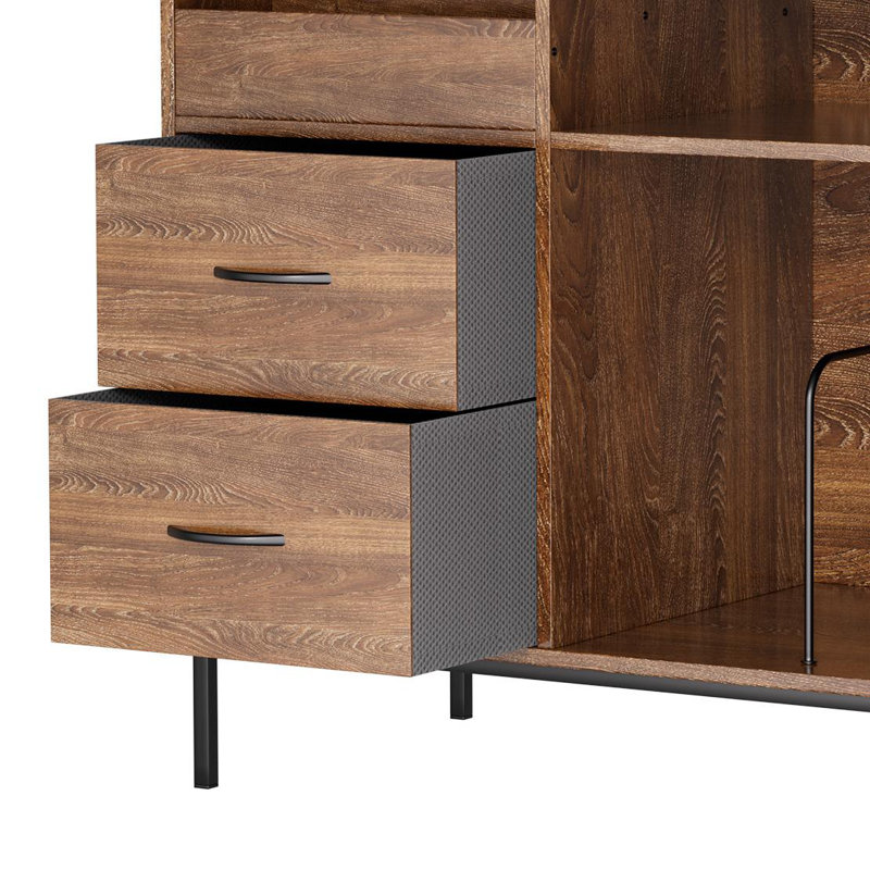 Brown Versatile Cabinet For Record With Adjustable Shelves