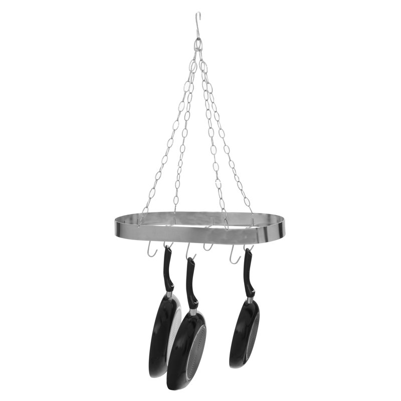 Metal Oval Hanging Pot Rack, Chrome