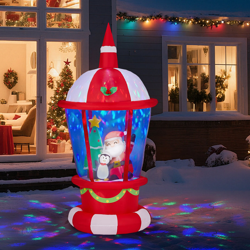 Décoration gonflable de Noël 7,3 pi avec père Noël et pingouin