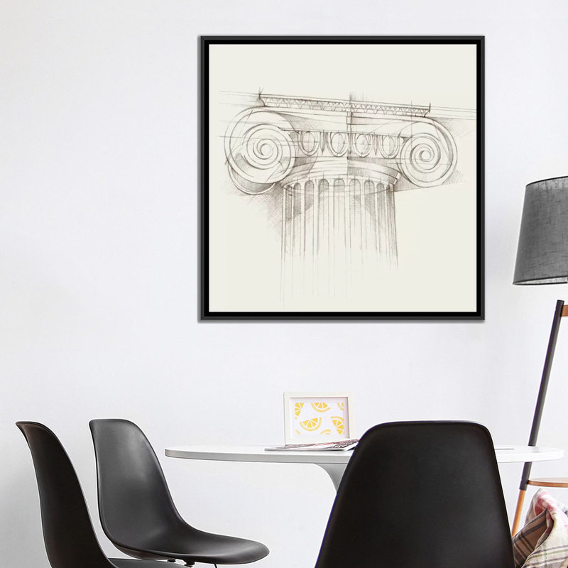 «Colonne Schématique III», impression sur toile, H 18 po x l 18 po x P 1,5 po, Toile encadrée noire, Pas de tapis