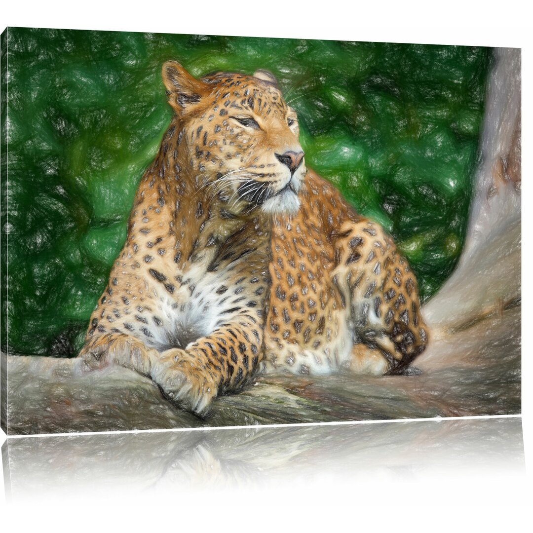 Leinwandbild „Wunderschöner Leopard in der Natur“, Grafikdruck