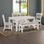 Banc de salle à manger moderne 48 "- structure en bois blanc antique, siège rembourré gris clair