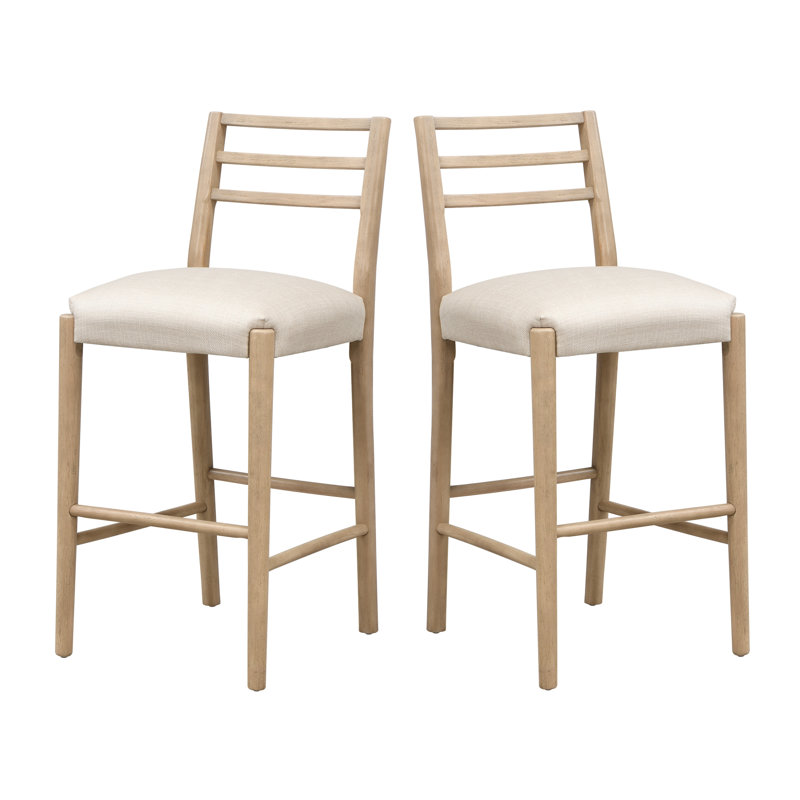 Tabourets de bar à dossier échelle en bois et tissu Farmhouse