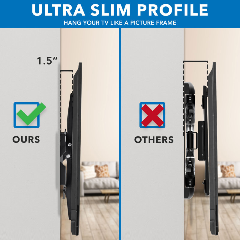 Mount-It Heavy-Duty Tilt TV Wall Mount with Low Profile For Up to 80 in., 175 Lbs. Weight Capacity