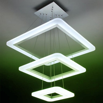 Hymir 3 - Light Square/Rectangle Tiered LED Pendant