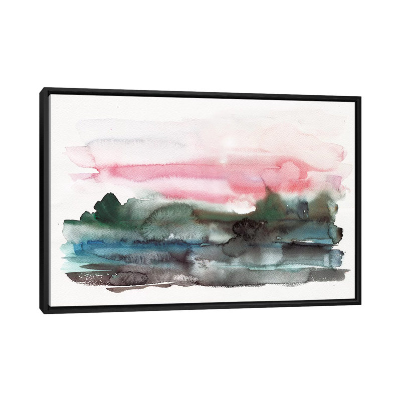 « on the lake », reproduction d’impression sur toile, H 18 po x l 26 po x P 1,5 po, Toile avec cadre noir, Pas de tapis