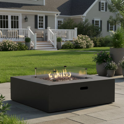 40-Inch Square Fire Pit - 50,000 BTU (Dark Grey)