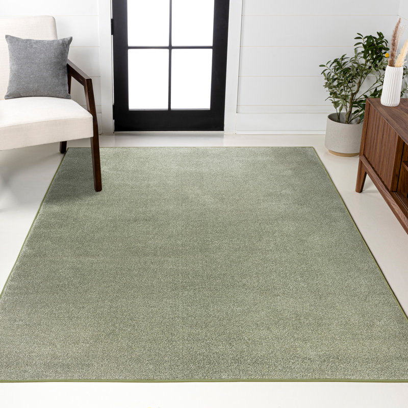Tapis vert uni à poils courts Aricel, Rectangle 7 pi 9 po x 10 pi