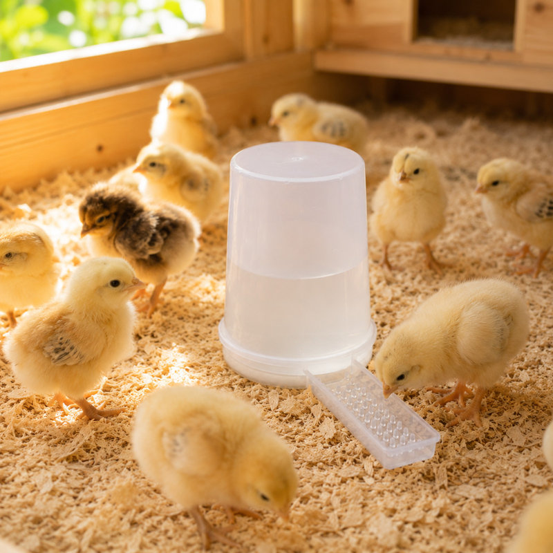 Distributeur automatique de nourriture pour bébé poussins, 6,69 x 3,94 x 3,54 po, blanc