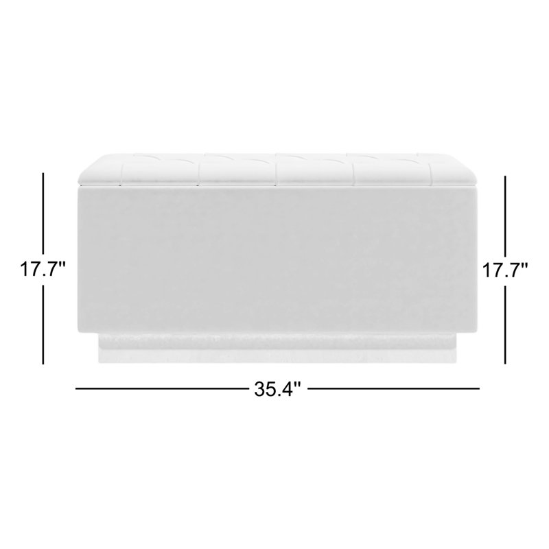 Banc de rangement rembourré Carlito, Gris