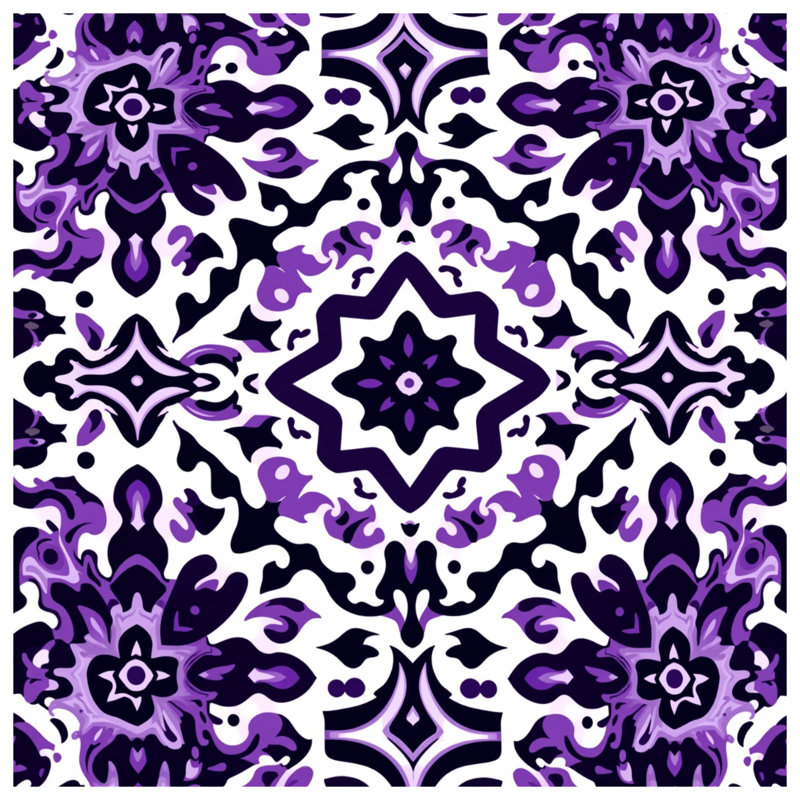 Purple Ornate Pattern Double Sided Throw Pillows, 20 x 20 inches