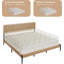 Base de lit plateforme Boho avec tête de lit en rotin naturel tissé, lattes robustes, sans sommier, rangement sous le lit-130117308