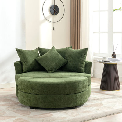Chaise pivotante à 360 ° avec 4 coussins, chenille et siège confortable pour le salon