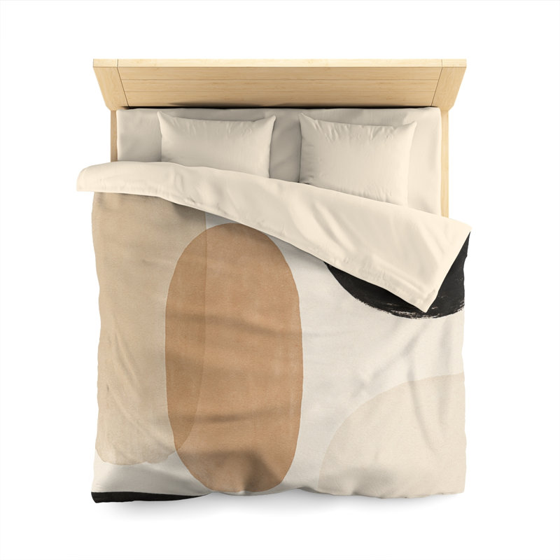 Microfiber Duvet Cover Boho Style, Design 76, Cream, Queen Duvet Cover