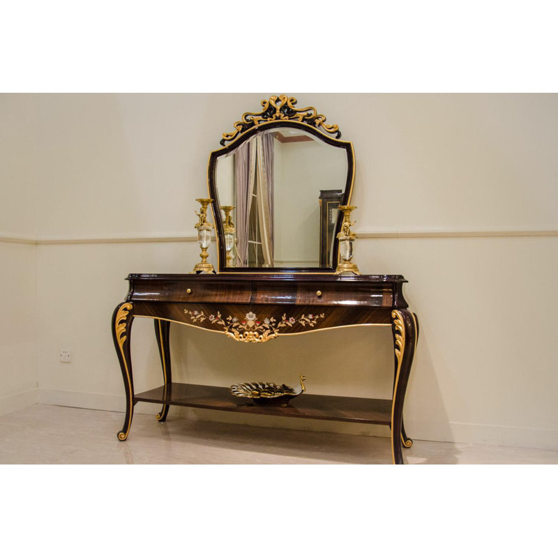 Flat Solid Wood Beveled Dresser Mirror