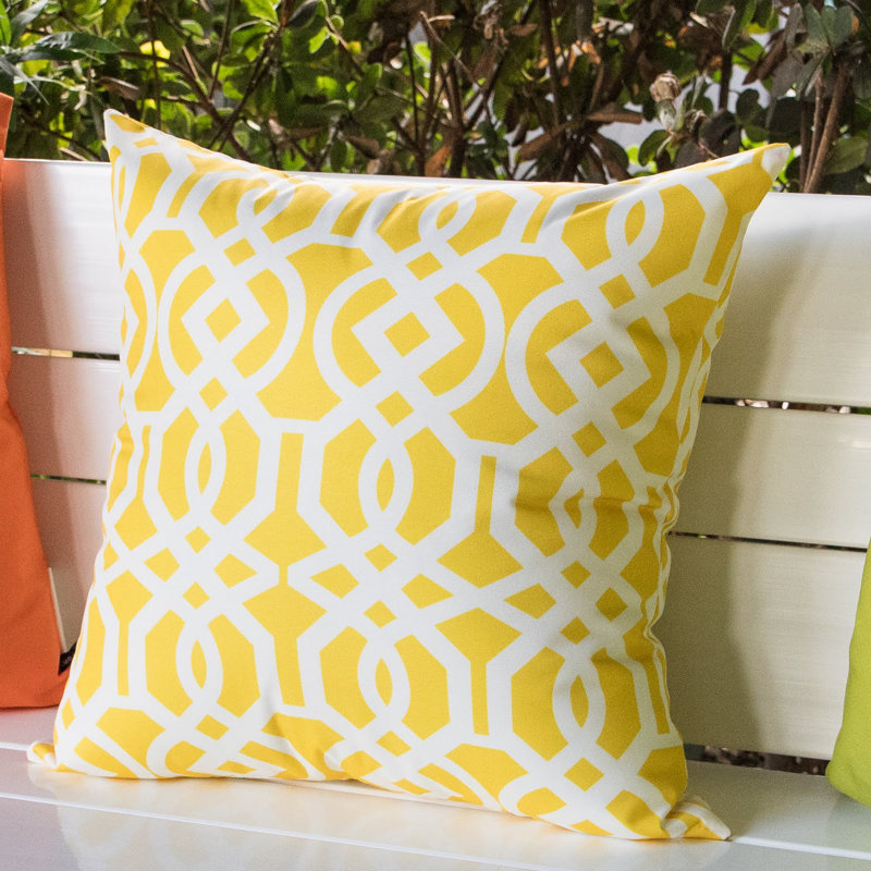 Geometric Outdoor Throw Pillow, Yellow, 18" x 18"