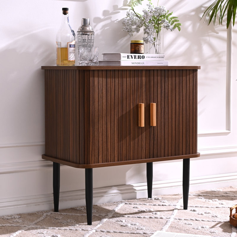 Dejesus 26.8" Tall 2 - Pivot Door Accent Cabinet With Adjustable Shelf,Brown