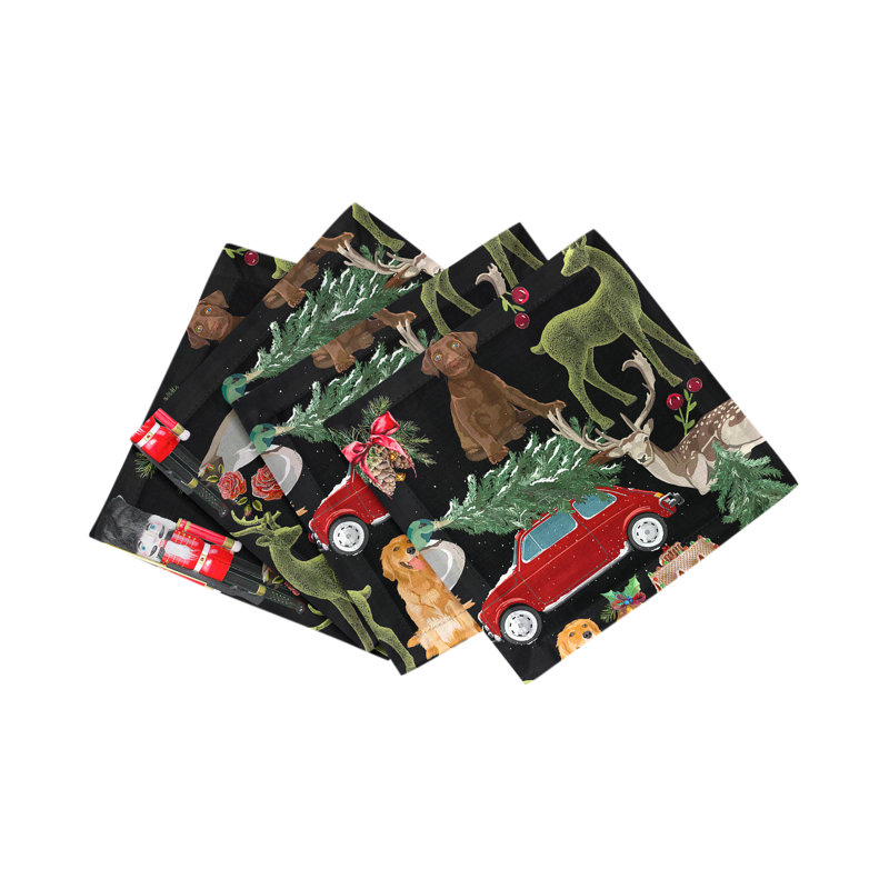 Ultimate Christmas Cotton Sateen Cocktail Napkins, Black
