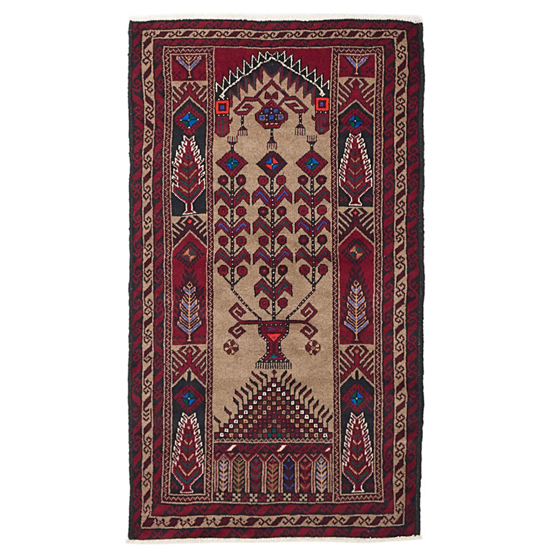 Tapis brun clair Teimani 3 pi 4 po x 5 pi 10 po