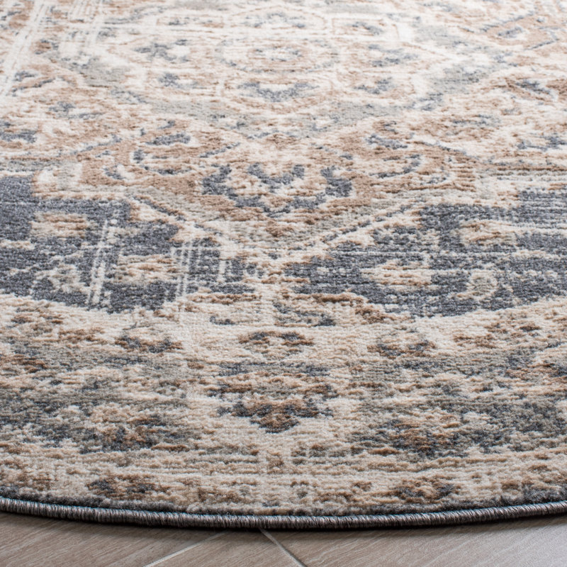 Tapis oriental beige / gris Gyle, Rond 6 pi 7 po