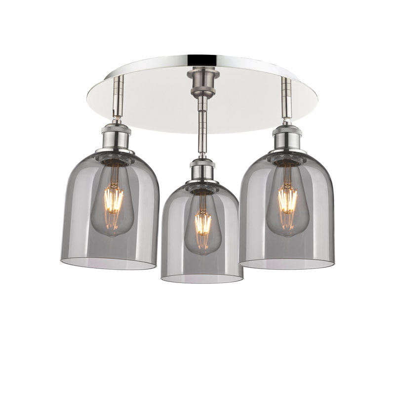 Plafonnier semi-encastré en verre Odaniel, Gris fumée clair, Nickel poli