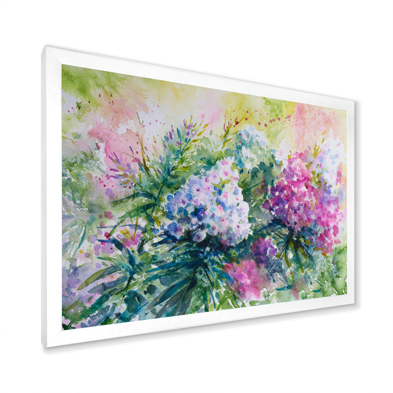 Mauve, rose, blanc, fleurs, lilas - reproduction d'art sur toile, Cadre blanc, H 30 po x l 40 po x P 1,5 po