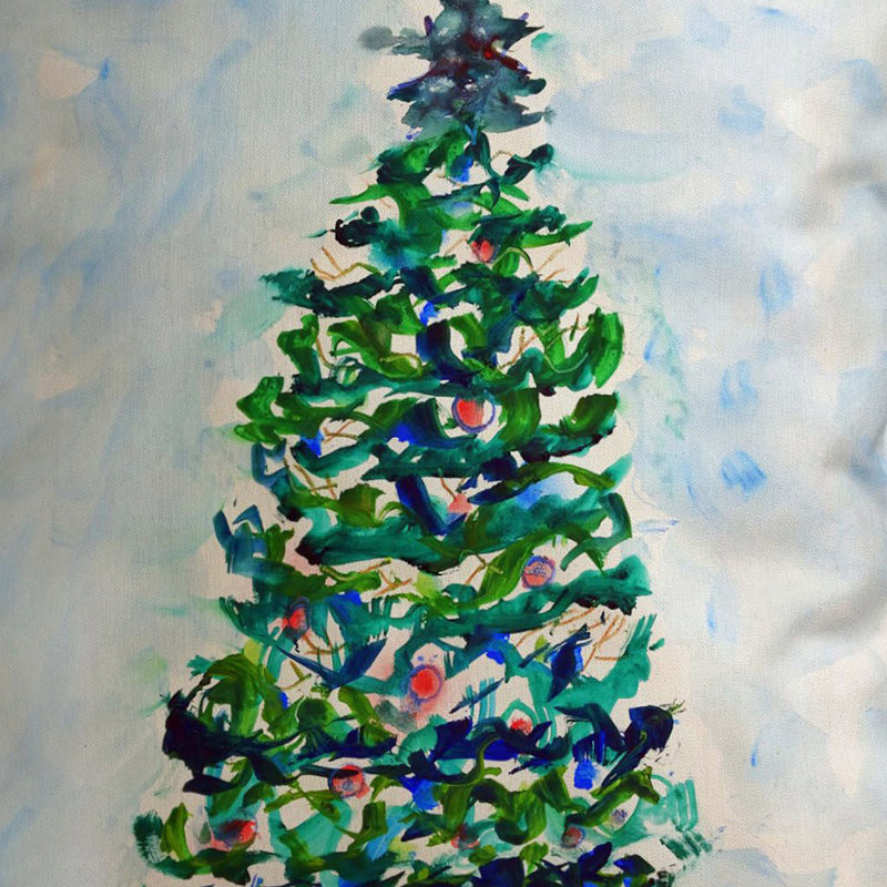 Coussin intérieur / extérieur Blue Lights Christmas Tree
