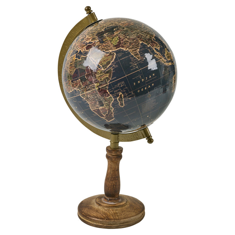 Wood Tabletop Globe, 31cm H x 18cm W x 18cm D