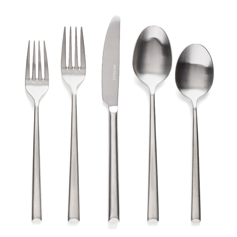 over&back Modern 18/8 Flatware Set - Service for 4, Stainless Steel