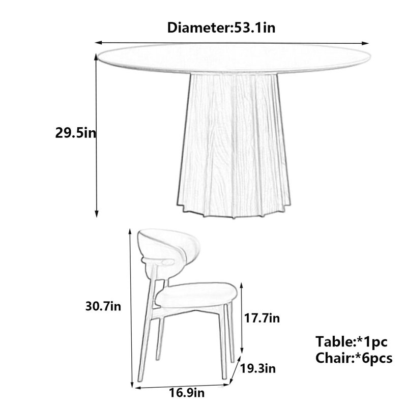 Table de salle à manger French Vintage, H 29,5 po x L 53,1 po x l 53,1 po