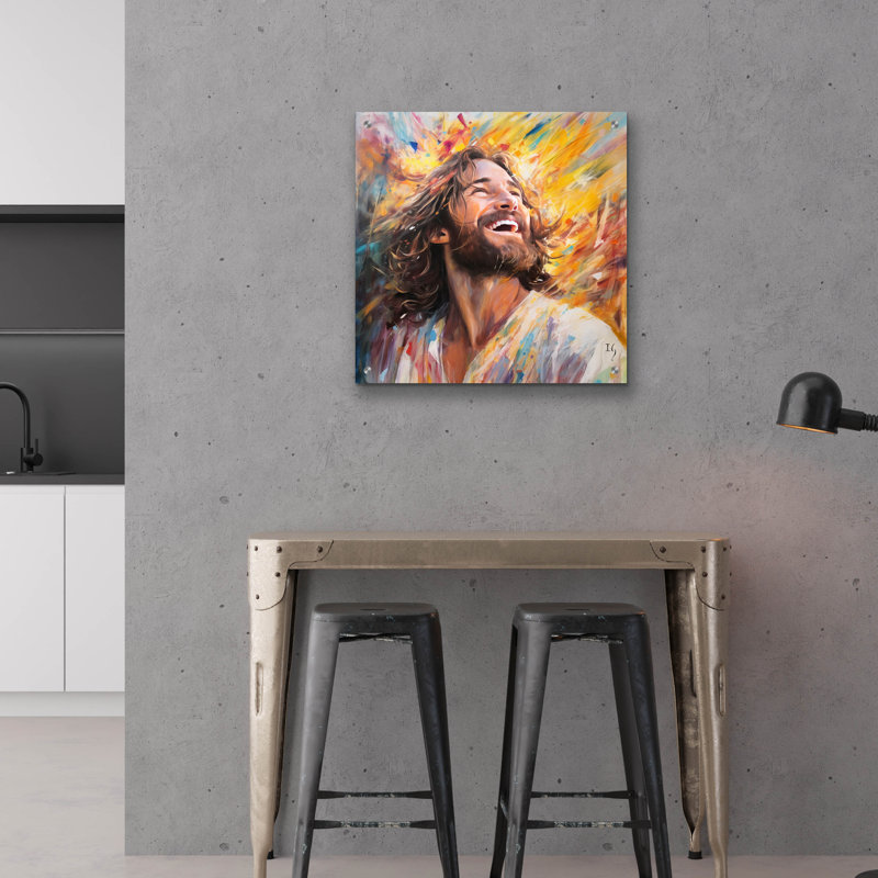 Art mural en verre Latitude Run «Jesus - Euphoria In Divine Radiance» par Ivan Guaderrama, H 12 po x l 12 po x P 0,13 po