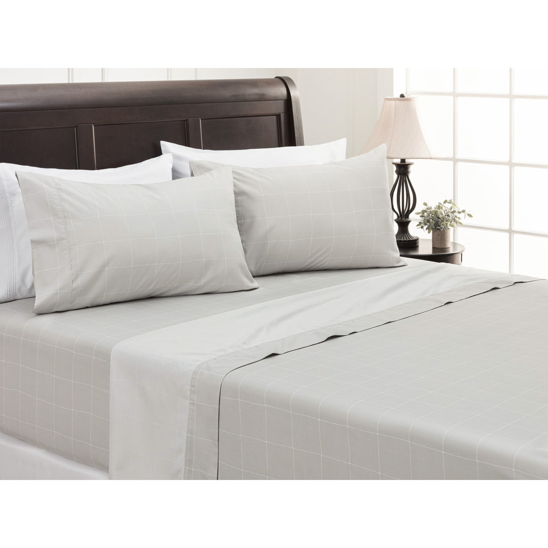 Geometric Microfiber Percale Sheet Set Chanasya 