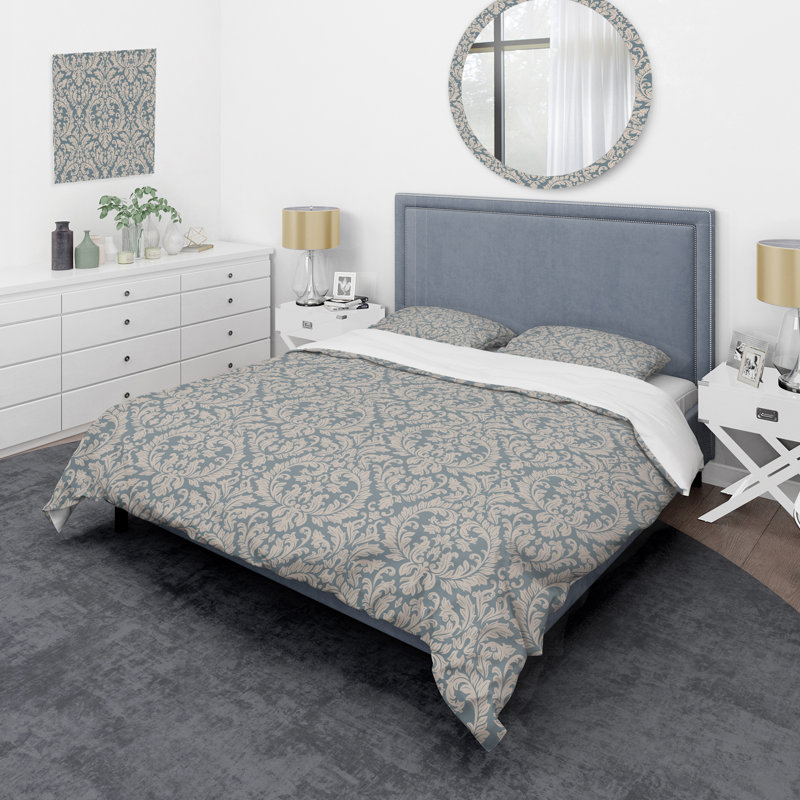Grey Damask - Patterned Duvet Cover Set