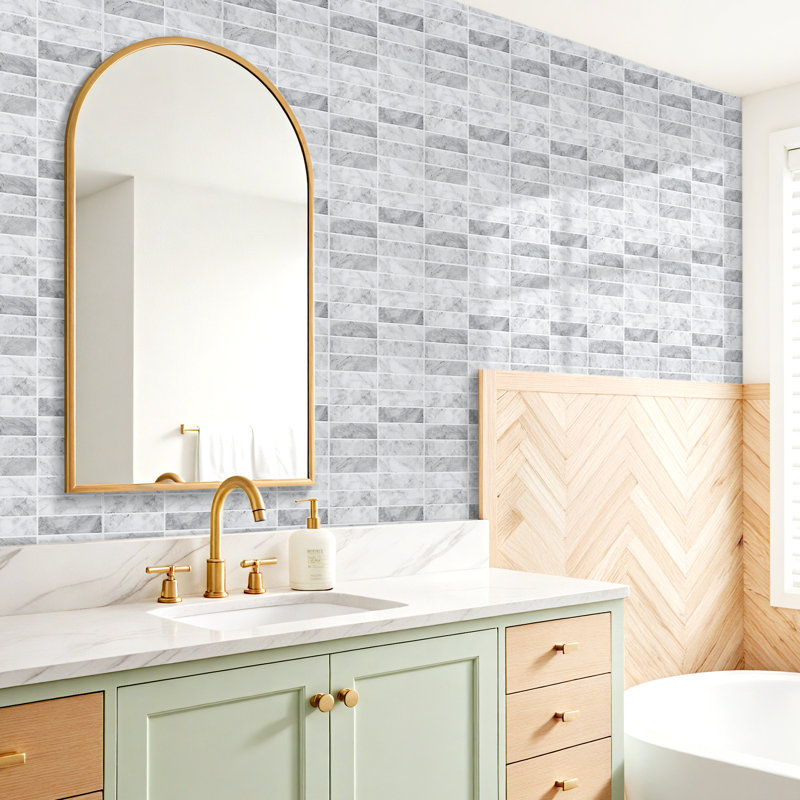 10Pcs Self-Adhesive Wall Tile Stickers, Grey