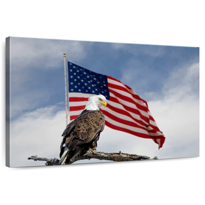 Brampt Perched Eagle American Flag, 8" H x 12" W