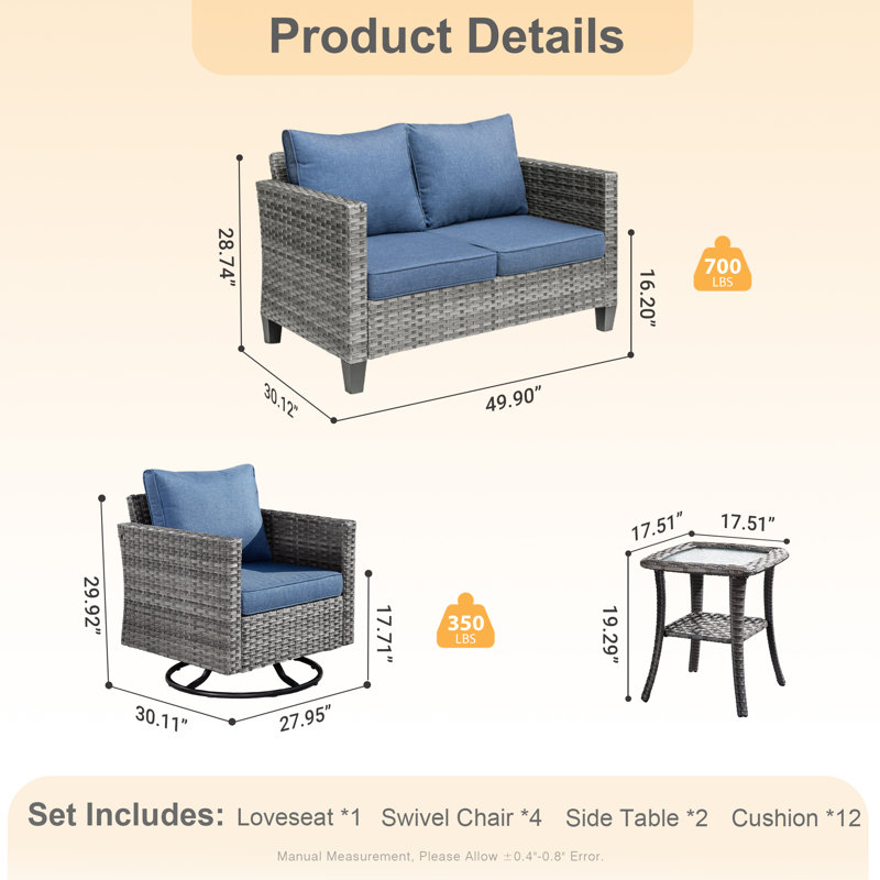 Outdoor Furniture 7-piece Set, Blue