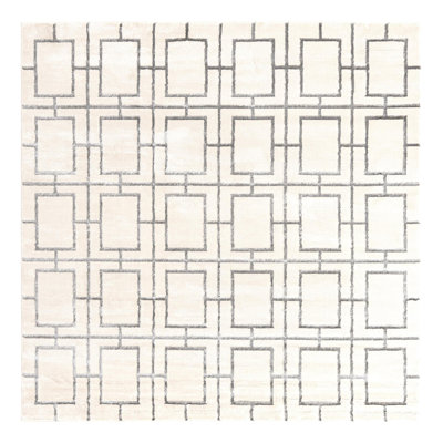 Glam Geometric White Silver Area Rug