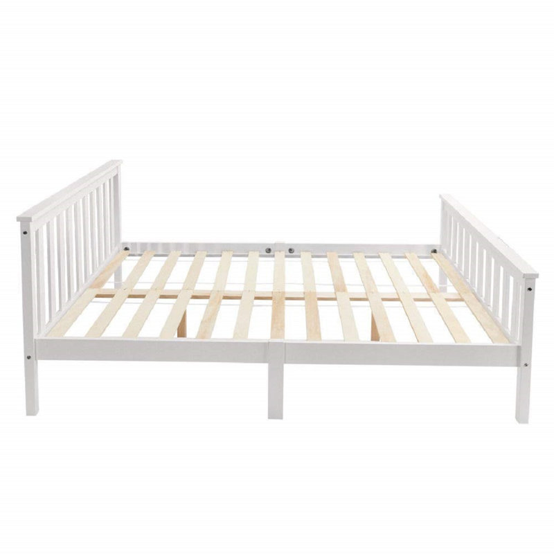 Wooden Bed Single Bed Frame With Slatted Frame Wooden Bed With Headboard, European Double (140 x 200cm)