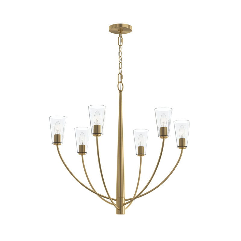 Lustre linéaire à six lumières Rigsby, Or brossé