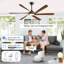 Ventilateur de plafond en bois massif à 6 pales Smart Modern avec télécommande, moteur à courant continu réversible et lumière DEL à intensité variable-573512140-573512141-573512143