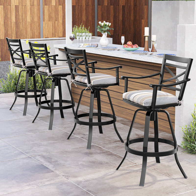 Charlton Home® Cattie Swivel Aluminum Outdoor 30'' Bar Stool with - Main Image