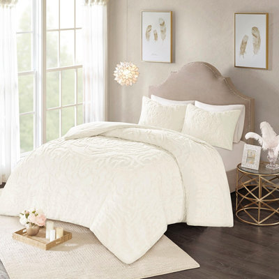 Housse de couette en coton chenille médaillon très grand / très doux, confortable
