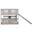 Lit superposé double gris avec glissade - Contrôle de la qualité, économie d'espace, glissade intégrée, décor de chambre à coucher esthétique, convient à deux matelas, pas de sommier tapissier, construction solide, fonctionnelle pour les petits