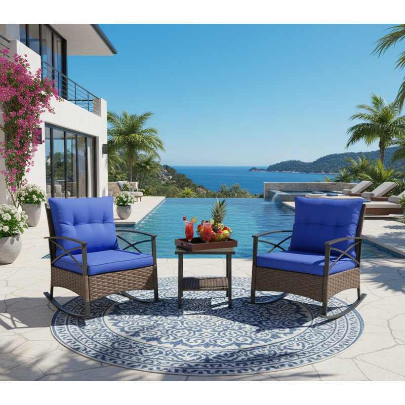 Ensemble de chaises berçantes pour patio avec chaises berçantes et table basse à 2 niveaux pour le jardin, le porche et la cour