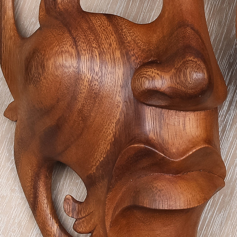 Décoration murale masque en bois émotif Duality