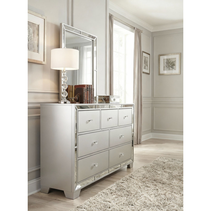 Belisa Dresser Mirror Set, Silver