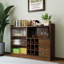 Buffet avec 2 portes coulissantes en verre rayé, armoire de rangement autoportante pour le vin, les livres ou les articles de bar, vitrine minimaliste moderne pour le salon, la cuisine ou le bureau